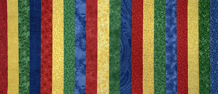 Primary Colors (And Green!) 2.5" Roll - 20 Fabrics, 20 Total Strips