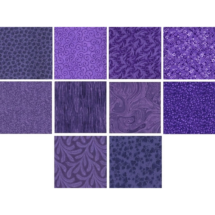40 5 Quilting Fabric Quilt Squares PreCut Quilting Charm Pack Purple &  Green