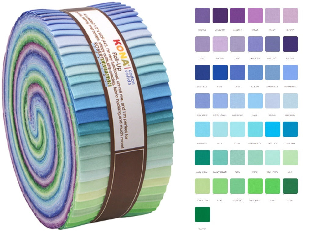 Robert Kaufman Kona Cotton Sunset Palette Roll-up - 43 Strip Roll 