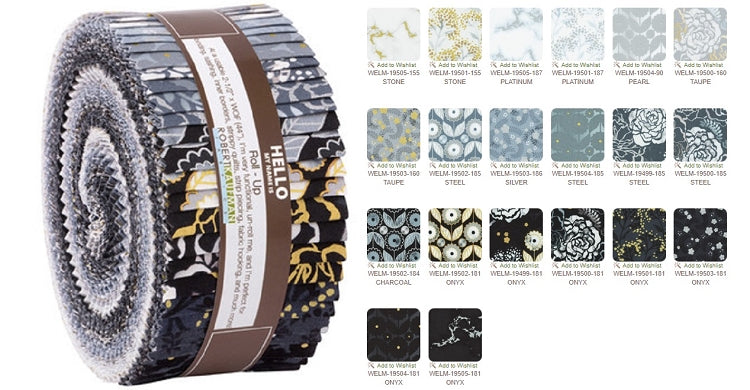 Robert Kaufman Silverstone by Wishwell Roll-up - 40 Strip Roll