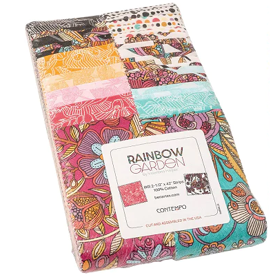 Benartex Rainbow Garden Strip-pies - 40 2.5" Strips Flat Pack