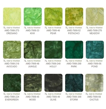 Robert Kaufman Artisan Batiks: Prisma Dyes, Rainforest Roll-up - 40 Total Strips