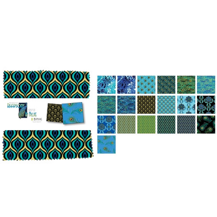 Charm Pack 5x5 Squares - Benartex Rhapsody In Blue - 40 5" Squares