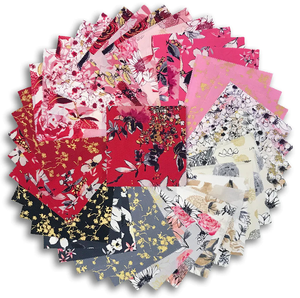 Charm Pack 5x5 Squares - Robert Kaufman "Rosette" - 40 5" Squares