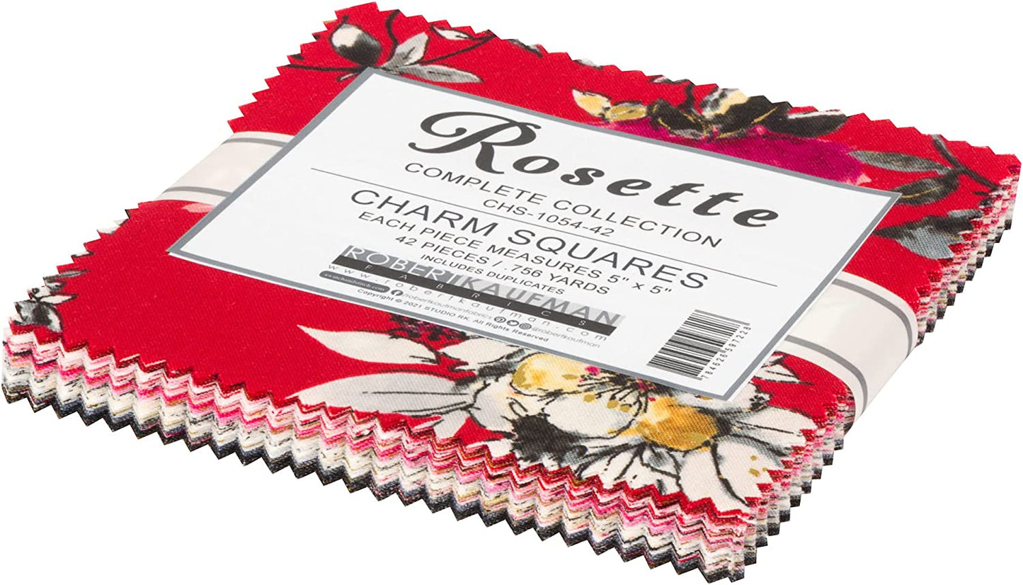 Charm Pack 5x5 Squares - Robert Kaufman "Rosette" - 40 5" Squares