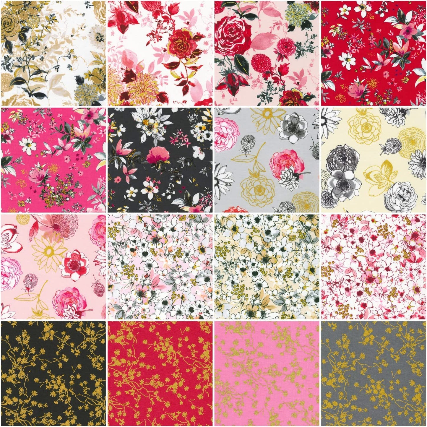Charm Pack 5x5 Squares - Robert Kaufman "Rosette" - 40 5" Squares