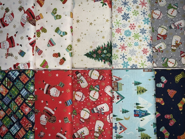 Andover "Santa Prints" Half-yard Bundle - 10 Fabrics, 5 Total Yards