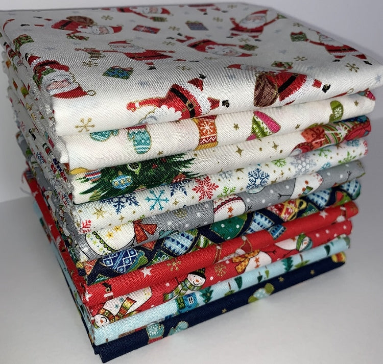 Andover "Santa Prints" Half-yard Bundle - 10 Fabrics, 5 Total Yards