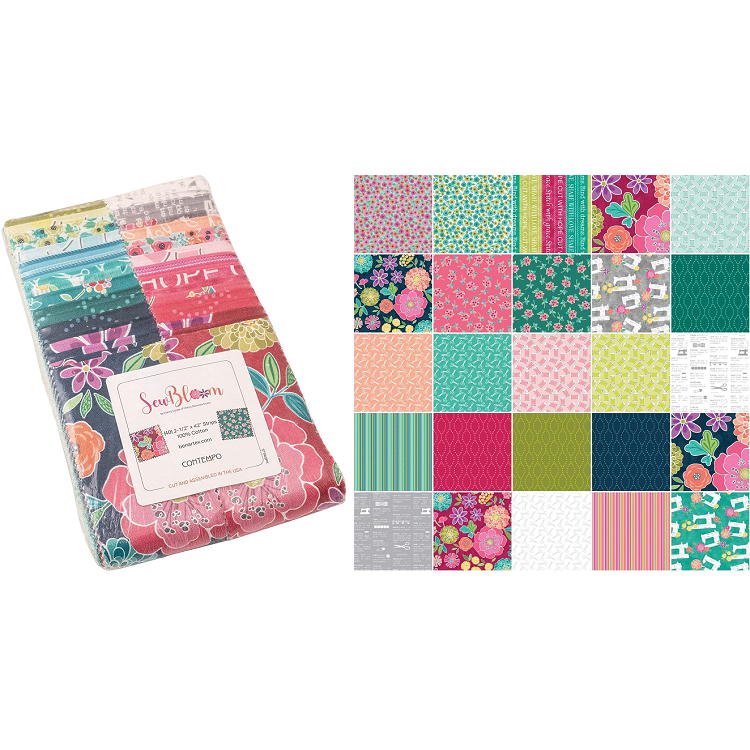 Benartex Sew Blooms Strip-pies - 40 2.5" Strips Flat Pack