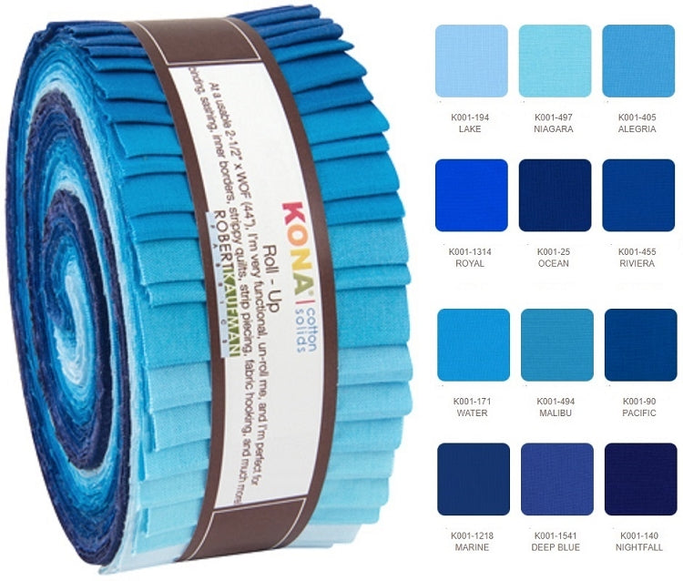 Robert Kaufman Kona Cotton Sky Gazer Palette Roll-up - 40 Strip Roll 