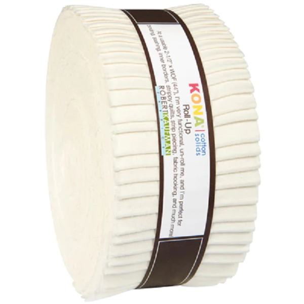 Robert Kaufman Kona Cotton Solid Snow Roll-up - 40 Strip Roll