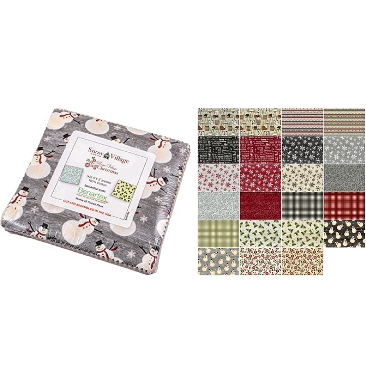 Charm Pack 5x5 Squares - Benartex Snow Village Rustic Village Christmas - 40 5" Squares