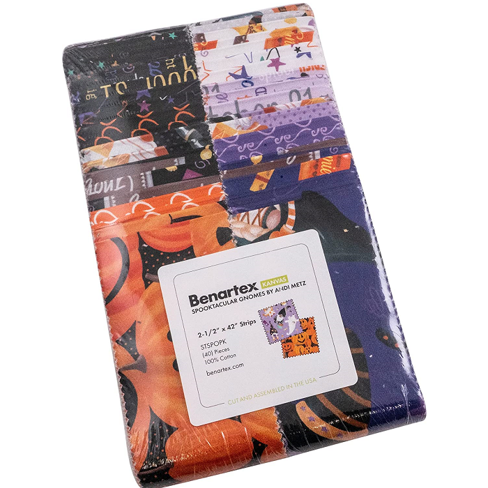 Benartex Spooktacular Gnomes Strip-pies - 40 2.5" Strips Flat Pack