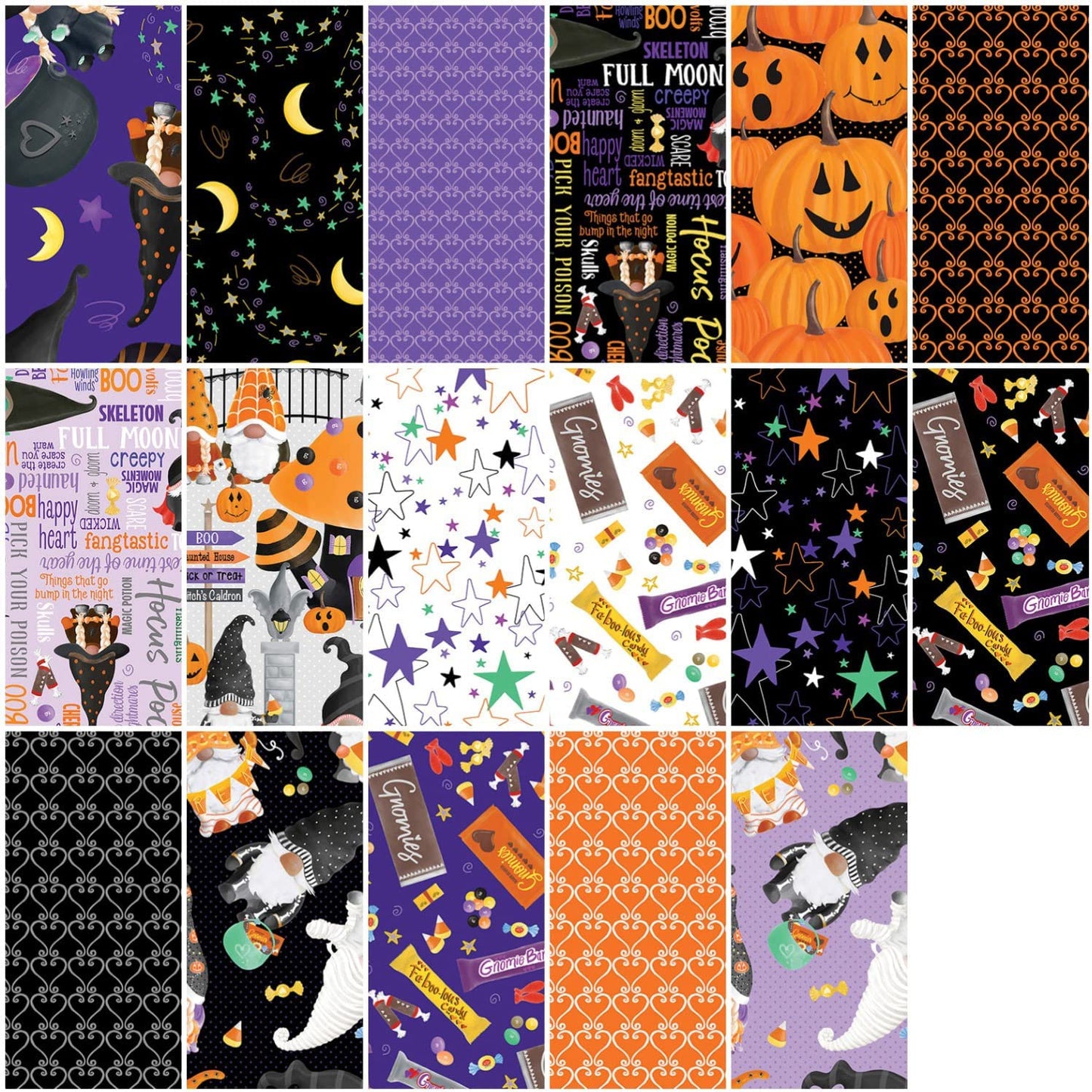 Benartex Spooktacular Gnomes Strip-pies - 40 2.5" Strips Flat Pack