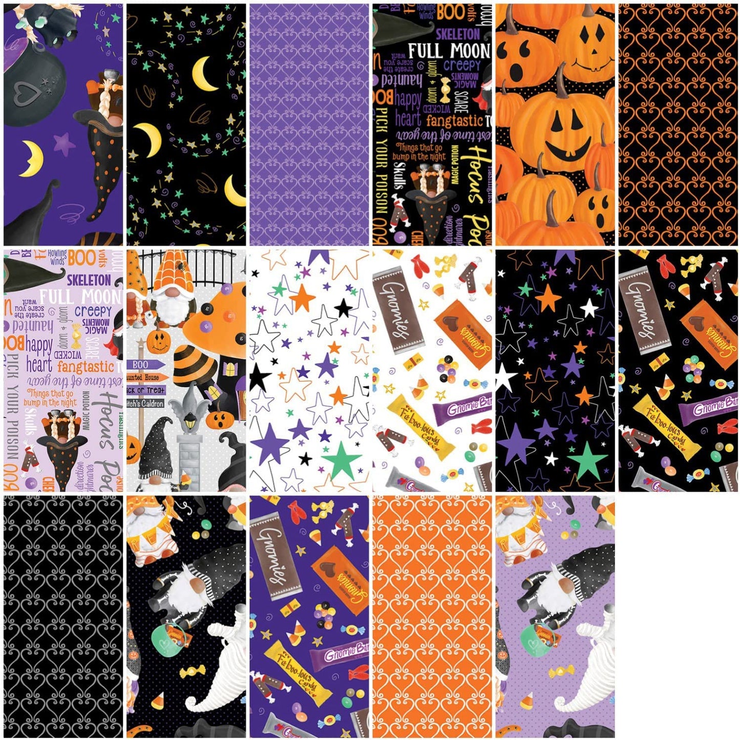 Benartex Spooktacular Gnomes Strip-pies - 40 2.5" Strips