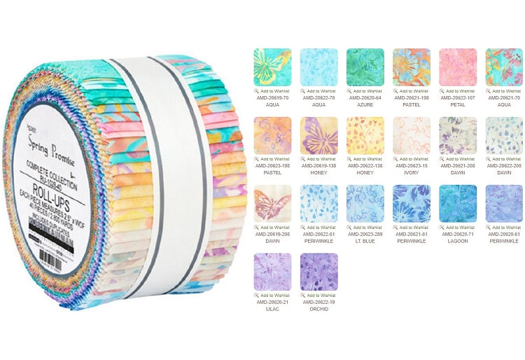 Robert Kaufman Artisan Batiks: Spring Promise Roll-up - 40 Total Strips (RU-1028-40)