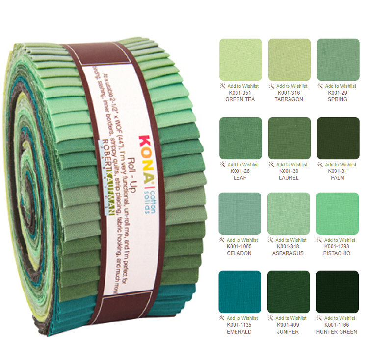 Robert Kaufman Kona Cotton Spring Meadows Roll-up - 40 Strip Roll