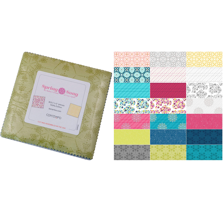 Charm Pack 5x5 Squares - Benartex Spring Song - 40 5" Squares