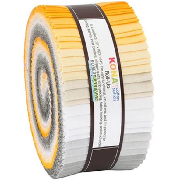 Kaufman Kona Cotton Solids Dusk to Dawn Roll Up 2.5 Precut Cotton Fabric Quilting Strips Jelly Roll