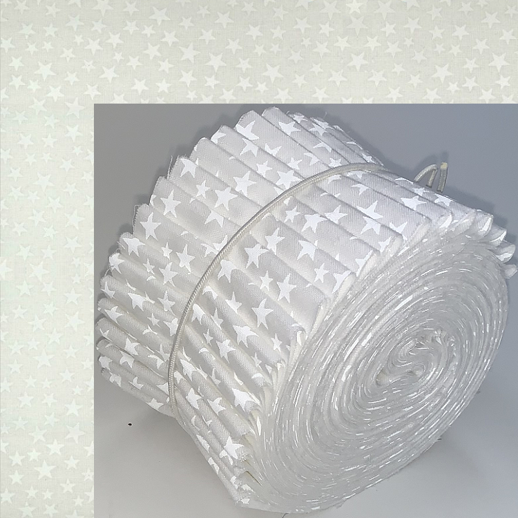White Star - White Tone Print 2.5" Roll - 20 Strips