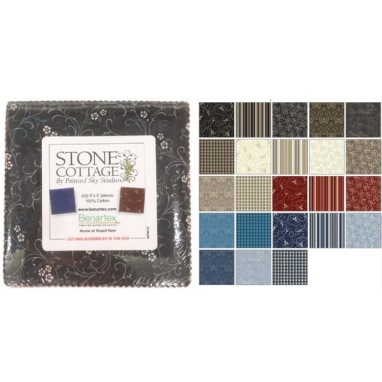 Charm Pack 5x5 Squares - Benartex Stone Cottage - 40 5" Squares
