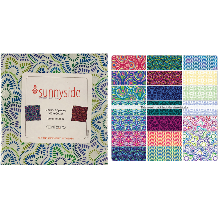 Charm Pack 5x5 Squares - Benartex Sunnyside - 40 5" Squares