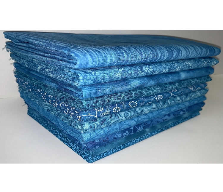 Basic Colors - Turquoise Fat Quarter Bundle - 10 Fabrics, 10 Total Fat Quarters