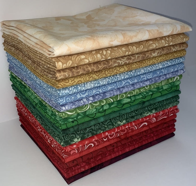 Vintage Holiday Palette Fat Quarter Bundle - 20 Fabrics, 20 Total Fat Quarters