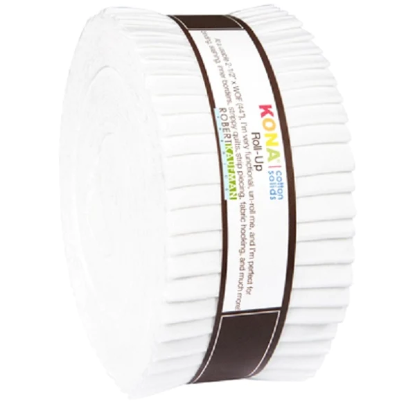 Robert Kaufman Kona Cotton Solid White Roll-up - 40 Strip Roll