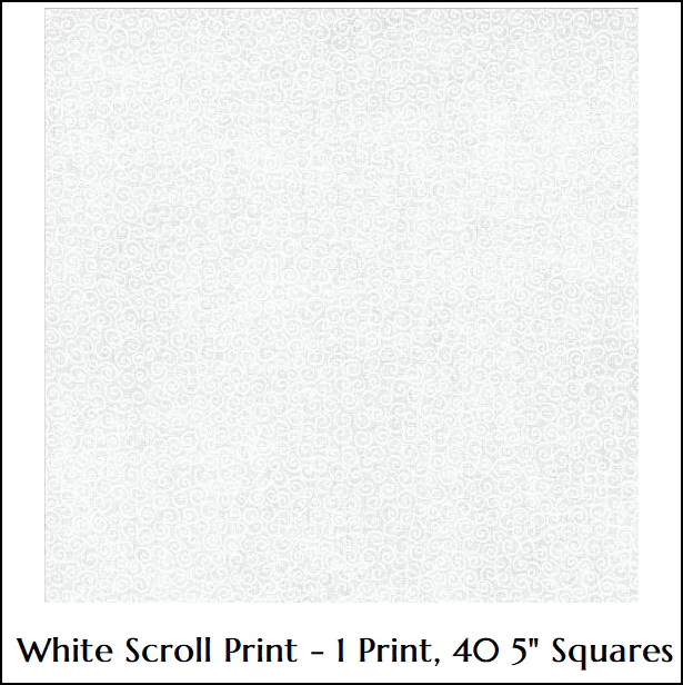 Charm Pack 5x5 Squares - White Scroll - 40 5" Squares