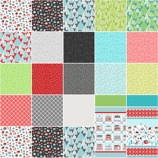Benartex Winter Village Strip-pies - 40 2.5" Strips