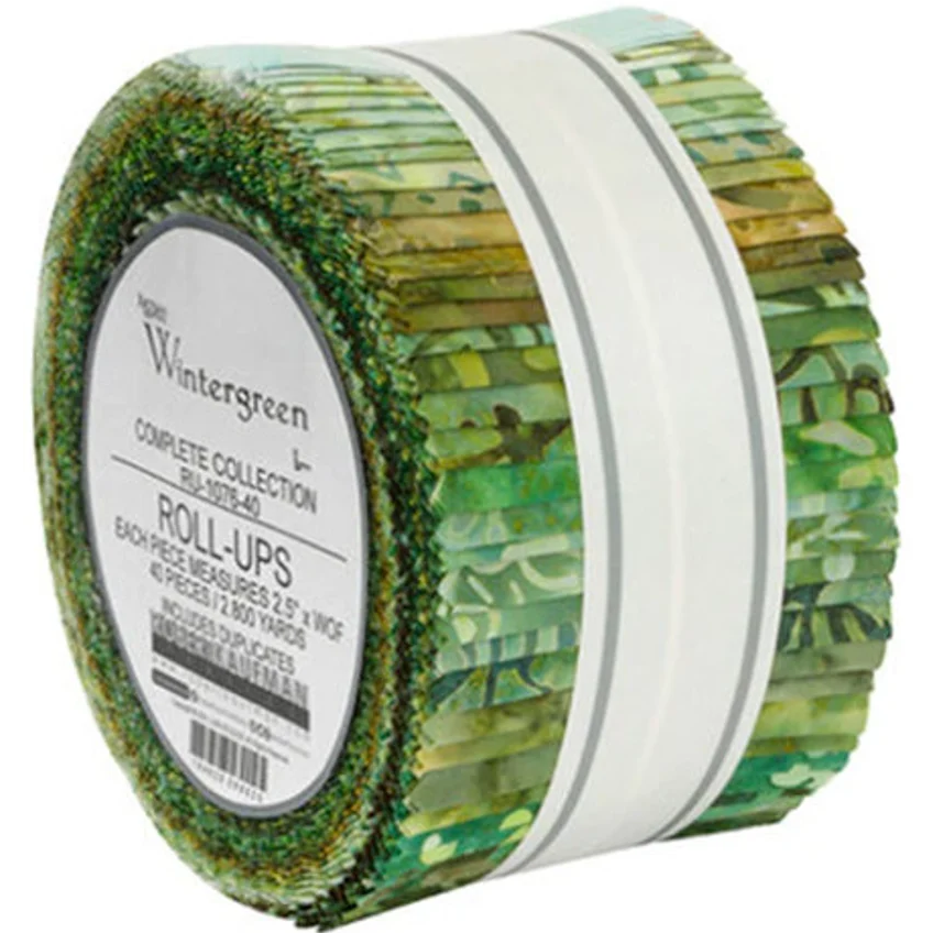 Robert Kaufman Artisan Batiks: Wintergreen Roll-up - 40 Total Strips
