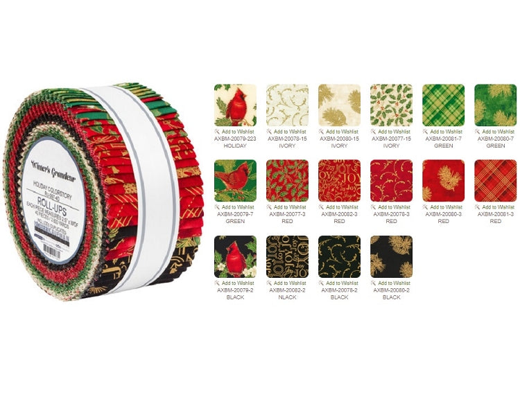Robert Kaufman Winter's Grandeur Holiday 2021 Roll-up - 40 Strip Roll