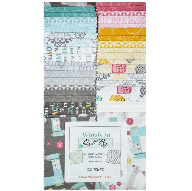Benartex Words to Quilt By Strip-pies - 40 2.5" Strips