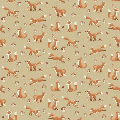 (4.5 yd)  Andover/Makower UK Hello Autumn MU-098-Q Foxes