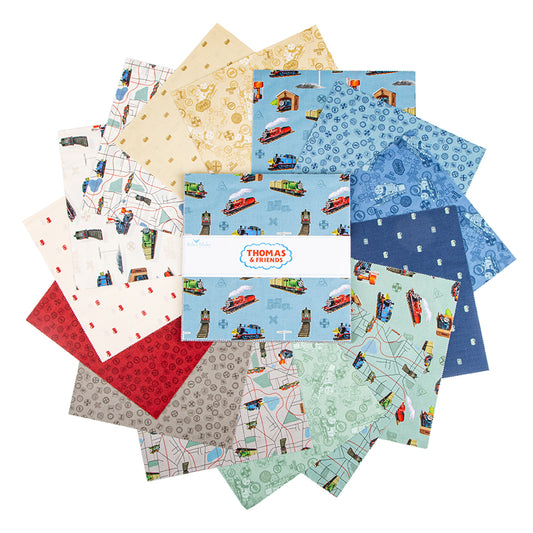 Charm Pack 5x5 Squares - Riley Blake Thomas & Friends™ 80th Anniversary 5-inch Stacker - 40 5" Squares