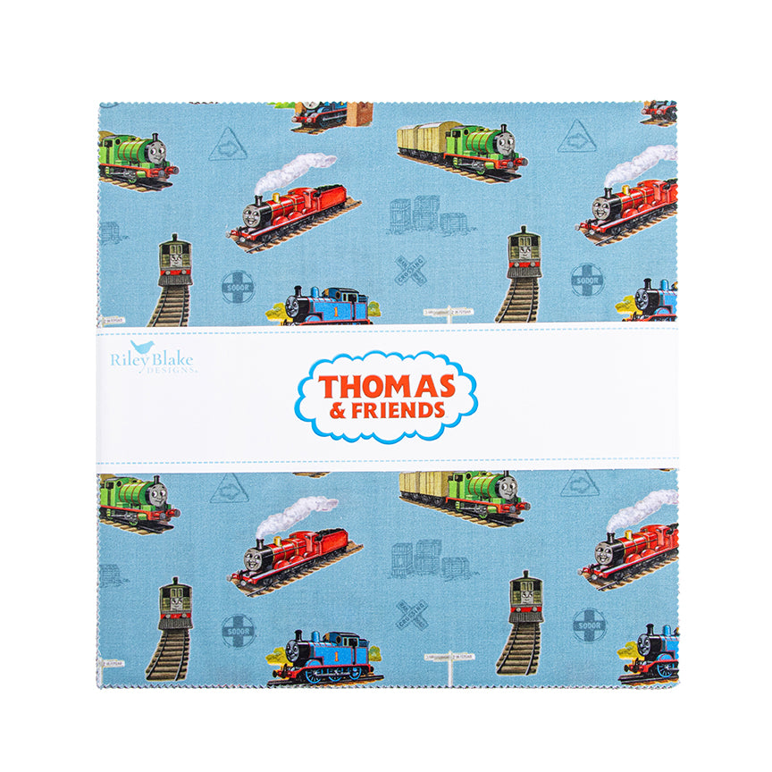 Charm Pack 5x5 Squares - Riley Blake Thomas & Friends™ 80th Anniversary 5-inch Stacker - 40 5" Squares