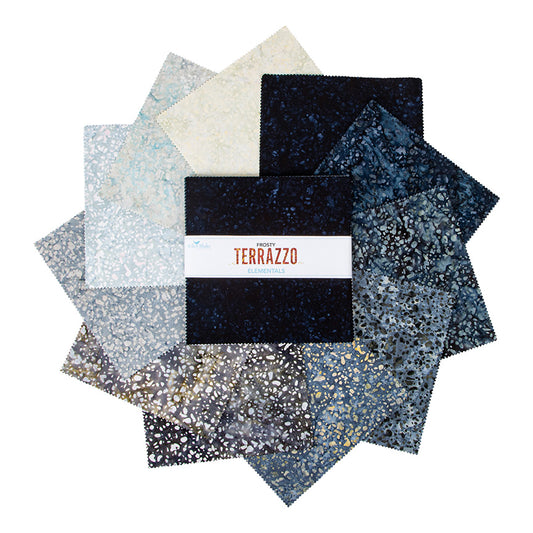 Charm Pack 5x5 Squares - Riley Blake Frosty Elementals Terrazzo Batik 5-inch Stacker - 40 5" Squares