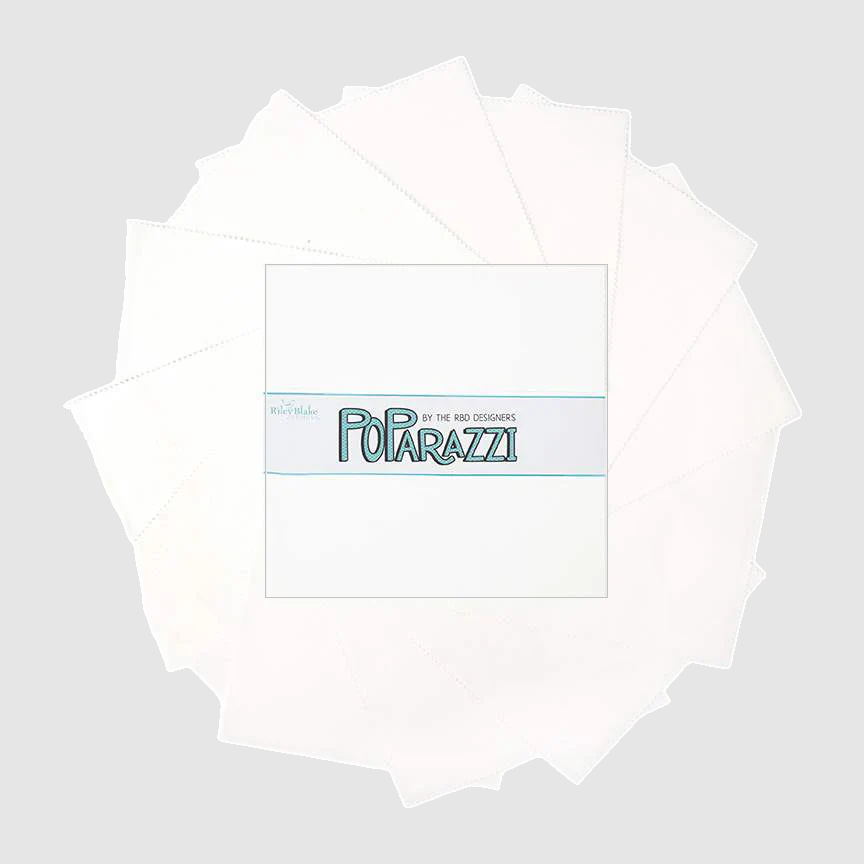 Charm Pack 5x5 Squares - Riley Blake POParazzi White On White 5-inch Stacker - 40 5" Square