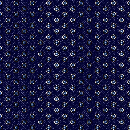 (5 yd) Oasis Fabrics Lay An Egg Flower Dots Navy A595802