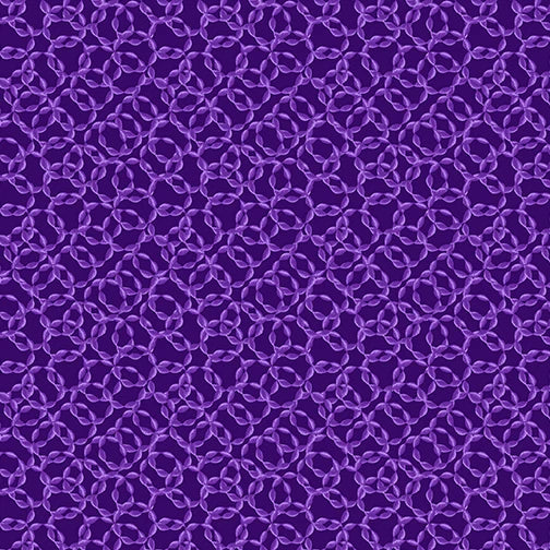 (3 yd) Benartex Believe In Unicorns Interlocking Rings Dark Purple 10392-68
