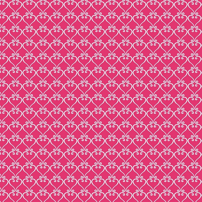 (5.5 yd) Riley Blake Be My Gnomie Scroll Hearts Dark Pink 14084-22