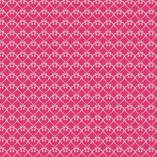 (5.5 yd) Riley Blake Be My Gnomie Scroll Hearts Dark Pink 14084-22