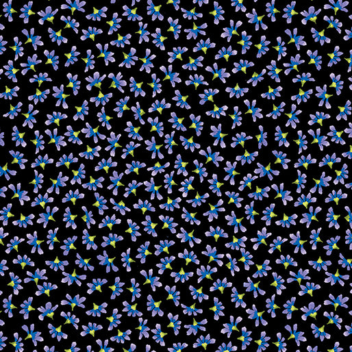 (2 yd) Benartex Butterfly Bliss Blissful Buds Purple/Black 12808-66