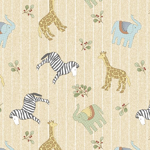 (2 yd) Benartex ABCs Jungle Pinstripe Tan 13172-72