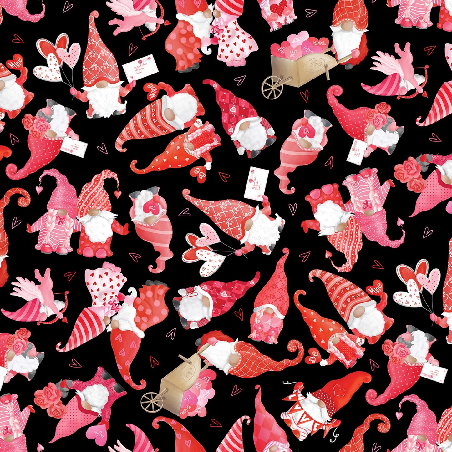 (3 yd) Riley Blake Be My Gnomie Sweet Gnomes Black 14085-12