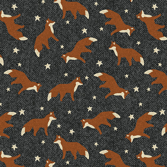 (1.5 yd) Benartex Winter Forest Fox Charcoal 16002-14