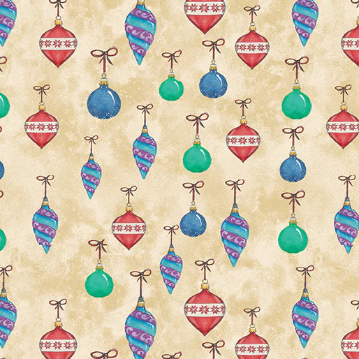 (3 yd) Benartex The Night Before Christmas Ornaments Cream 16035-7