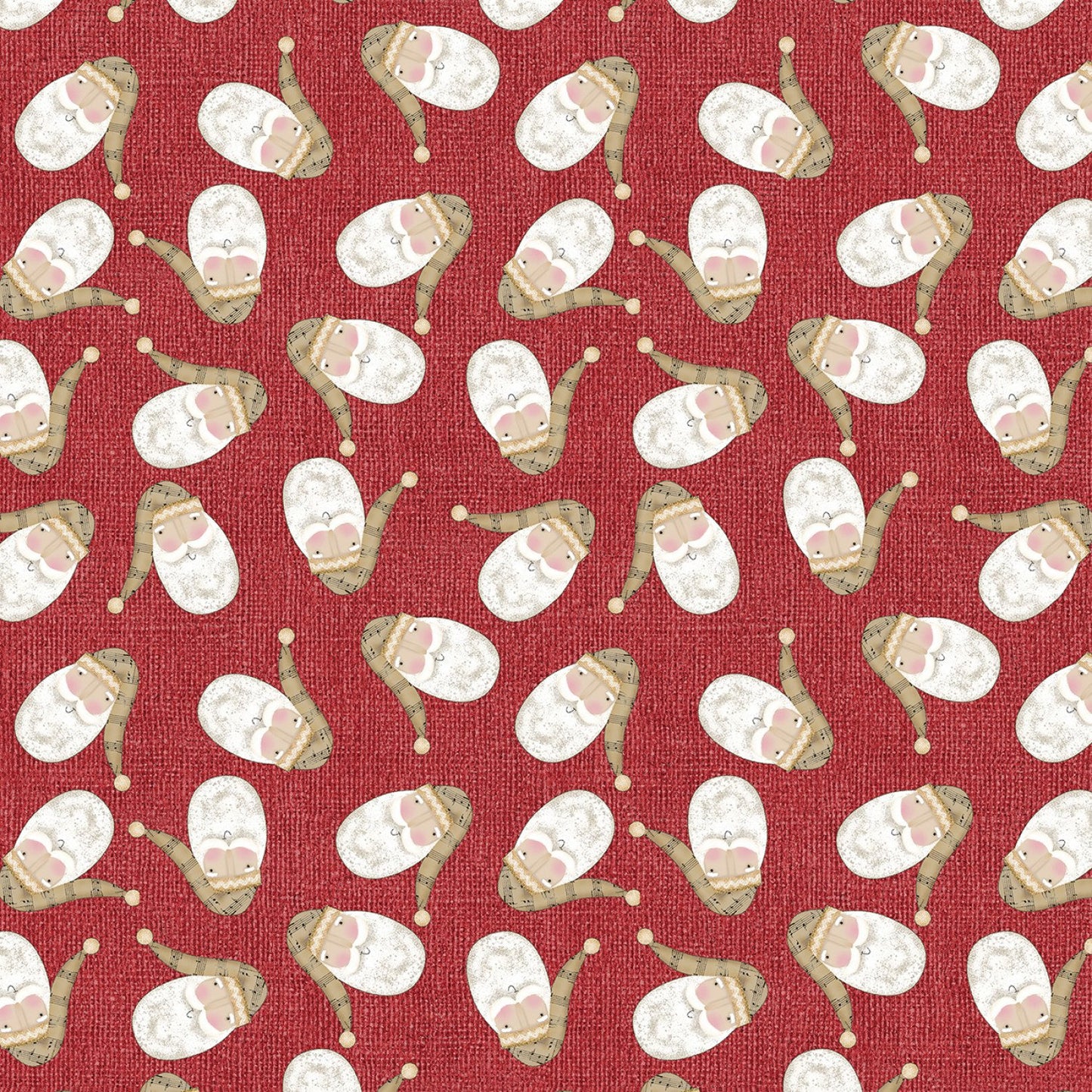(1.5 yd) Benartex White Christmas Tossed Santa Red 16267-10