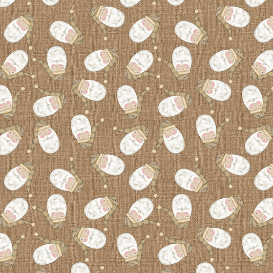 (2 yd) Benartex White Christmas Tossed Santa Natural 16267-71